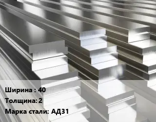 Полоса шина алюминиевая тонкая 40х2 Марка: АД31
